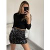 Sukně krátká třpytivá s flitry dámská (S/M ONE SIZE) ITALSKÁ MÓDA IMM22fl1026/DU (Velikost S/M/L, Barva Černá)