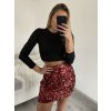Sukně krátká třpytivá s flitry dámská (S/M ONE SIZE) ITALSKÁ MÓDA IMM22fl1026/DU (Velikost S/M/L, Barva Černá)