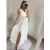 Šaty dlouhé elegantní společenské plesové na ramínka dámské (S/M ONE SIZE) ITALSKá MóDA IM3226339/DU (Velikost S/M/L, Barva bílá)