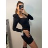 Šaty elegantní dlouhý rukáv dámské (S/M ONE SIZE) ITALSKÁ MÓDA IMPBB22B23112/DU (Velikost S/M/L, Barva Černá)