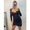 Šaty elegantní dlouhý rukáv dámské (S/M ONE SIZE) ITALSKÁ MÓDA IMPBB22B23112/DU (Velikost S/M/L, Barva Černá)