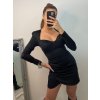 Šaty elegantní dlouhý rukáv dámské (S/M ONE SIZE) ITALSKÁ MÓDA IMPBB22B23112/DU (Velikost S/M/L, Barva Černá)