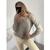 Svetr úpletový dlouhý rukáv dámský (L/XL ONE SIZE) ITALSKá MóDA IMM22Fd5816/DU (Velikost L/XL, Barva béžová)