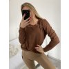 Svetr úpletový dlouhý rukáv dámský (L/XL ONE SIZE) ITALSKá MóDA IMM22Fd5816/DU (Velikost L/XL, Barva béžová)