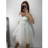 Šaty společenské tylové na ramínka dámské (S/M/L ONE SIZE) ITALSKá MóDA IM923001/DU (Velikost M/L, Barva bílá)