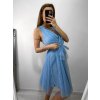 Šaty společenské tylové na ramínka dámské (S/M/L ONE SIZE) ITALSKá MóDA IM9239005/DU (Velikost M/L, Barva bílá)