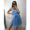 Šaty společenské tylové na ramínka dámské (S/M/L ONE SIZE) ITALSKá MóDA IM9239005/DU (Velikost M/L, Barva bílá)