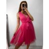 Šaty společenské tylové na ramínka dámské (S/M/L ONE SIZE) ITALSKá MóDA IM9239005/DU (Velikost M/L, Barva bílá)