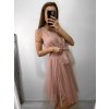 Šaty společenské tylové na ramínka dámské (S/M/L ONE SIZE) ITALSKá MóDA IM9239005/DU (Velikost M/L, Barva bílá)