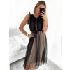 Šaty elegantní tylové krátké bez rukávu společenské dámské (S/M ONE SIZE) ITALSKÁ MÓDA IMM23FL9665/DU (Barva béžová)