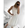 Šaty elegantní tylové krátké bez rukávu společenské dámské (S/M ONE SIZE) ITALSKÁ MÓDA IMM23FL9665/DU (Barva béžová)