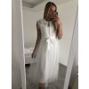 Šaty elegantní tylové krátké bez rukávu společenské dámské (S/M ONE SIZE) ITALSKÁ MÓDA IMM23FL9665/DU (Barva béžová)