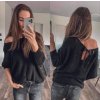 Svetr tenký dlouhý rukáv dámský (S/M ONE SIZE) ITALSKÁ MÓDA IMM22NM1236/DU (Velikost S/M/L, Barva Černá)