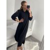 Šaty dlouhé maxi košilové dlouhý rukáv dámské (S/M/L ONE SIZE) ITALSKá MóDA IM4221031/DR (Velikost M/L, Barva Černá)
