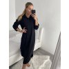 Šaty dlouhé maxi košilové dlouhý rukáv dámské (S/M/L ONE SIZE) ITALSKá MóDA IM4221031/DR (Velikost M/L, Barva Černá)