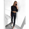 Souprava legíny a mikina na zip dámská (S/M ONE SIZE) ITALSKÁ MÓDA IMWB23090/01/DU (Velikost S/M/L, Barva Černá)