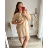 Šaty s kabelkou 3/4 dlouhý rukáv dámské (2XL/3XL ONE SIZE) ITALSKá MóDA IM423018/DU (Velikost 2XL/3XL, Barva tmavě růžová)