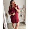 Šaty s kabelkou 3/4 dlouhý rukáv dámské (2XL/3XL ONE SIZE) ITALSKá MóDA IM423018/DU (Velikost 2XL/3XL, Barva tmavě růžová)