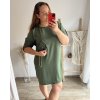 Šaty s kabelkou 3/4 dlouhý rukáv dámské (2XL/3XL ONE SIZE) ITALSKá MóDA IM423018/DU (Velikost 2XL/3XL, Barva tmavě růžová)