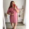Šaty s kabelkou 3/4 dlouhý rukáv dámské (2XL/3XL ONE SIZE) ITALSKá MóDA IM423018/DU (Velikost 2XL/3XL, Barva tmavě růžová)
