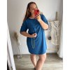 Šaty s kabelkou 3/4 dlouhý rukáv dámské (2XL/3XL ONE SIZE) ITALSKá MóDA IM423018/DU (Velikost 2XL/3XL, Barva tmavě růžová)