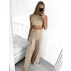 Souprava letní elegantní top a kalhoty dámská (S/M/L ONE SIZE) ITALSKÁ MÓDA IMWE231508/DU (Velikost M/L, Barva béžová)