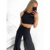 Souprava letní elegantní top a kalhoty dámská (S/M/L ONE SIZE) ITALSKÁ MÓDA IMWE231508/DU (Velikost M/L, Barva béžová)