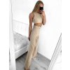 Souprava letní elegantní top a kalhoty dámská (S/M/L ONE SIZE) ITALSKÁ MÓDA IMWE231508/DU (Velikost M/L, Barva béžová)