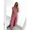 Souprava letní elegantní top a kalhoty dámská (S/M/L ONE SIZE) ITALSKÁ MÓDA IMWE231508/DU (Velikost M/L, Barva béžová)