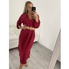 Šaty s páskem 3/4 rukáv dámské (M/L/XL ONE SIZE) ITALSKá MóDA IM422BELT/DR (Velikost M/L, Barva Černá)
