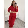 Šaty s páskem 3/4 rukáv dámské (M/L/XL ONE SIZE) ITALSKá MóDA IM422BELT/DR (Velikost M/L, Barva Černá)