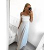 Šaty společenské dlouhé elegantní na ramínka šněrovací dámské ROSE (S/M ONE SIZE) ITALSKá MODA IM323013/DU (Velikost S/M/L, Barva bílá)