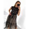 Šaty elegantní tylové s krajkou bez rukávů dámské (S/M ONE SIZE) ITALSKÁ MÓDA IMM239662/DU (Velikost S/M/L, Barva béžová)