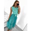 Šaty elegantní tylové s krajkou bez rukávů dámské (S/M ONE SIZE) ITALSKÁ MÓDA IMM239662/DU (Velikost S/M/L, Barva béžová)