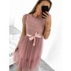 Šaty elegantní tylové s krajkou bez rukávů dámské (S/M ONE SIZE) ITALSKÁ MÓDA IMM239662/DU (Velikost S/M/L, Barva béžová)