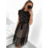 Šaty elegantní tylové s krajkou bez rukávů dámské (S/M ONE SIZE) ITALSKÁ MÓDA IMM239662/DU (Velikost S/M/L, Barva béžová)