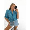 Košile oversize 3/4 rukáv dámské (S/M ONE SIZE) ITALSKÁ MÓDA IMPSH2221253/DU (Velikost S/M/L, Barva bílá)