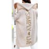 Cardigan s kapucí dlouhý rukáv dámský (S/M/L ONE SIZE) ITALSKÁ MÓDA IMWB23520/01/DU (Velikost M/L, Barva béžová)