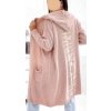 Cardigan s kapucí dlouhý rukáv dámský (S/M/L ONE SIZE) ITALSKÁ MÓDA IMWB23520/01/DU (Velikost M/L, Barva béžová)
