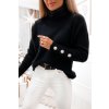 Svetr úpletový s rolákem oversize dlouhý rukáv dámský (S/M ONE SIZE) ITALSKÁ MÓDA IMWCJ23001/DU (Velikost S/M/L, Barva Černá)