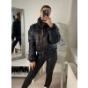 Bunda prošívaná podzimní koženková dámská (S/M ONE SIZE) ITALSKÁ MÓDA IMM21366/DR (Velikost S/M/L, Barva růžová)