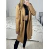 Kabát flaušový beránek dlouhý rukáv dámský (S/M ONE SIZE) ITALSKÁ MÓDA IMWGB233890/DU (Velikost S/M/L, Barva béžová)