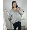 Svetr pletený oversize dlouhý rukáv dámský (2XL/3XL/4XL/5XL ONE SIZE) ITALSKÁ MÓDA IMWC233959/DU (Velikost 3XL/4XL, Barva béžová)
