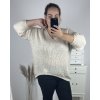 Svetr pletený oversize dlouhý rukáv dámský (2XL/3XL/4XL/5XL ONE SIZE) ITALSKÁ MÓDA IMWC233959/DU (Velikost 3XL/4XL, Barva béžová)