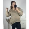 Svetr pletený oversize dlouhý rukáv dámský (2XL/3XL/4XL/5XL ONE SIZE) ITALSKÁ MÓDA IMWC233959/DU (Velikost 3XL/4XL, Barva béžová)