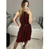 Šaty společenské třpytivé s páskem bez rukávu dámské (S/M ONE SIZE) ITALSKá MóDA IMHMS23153/DU (Velikost S/M/L, Barva červená)
