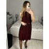 Šaty společenské třpytivé s páskem bez rukávu dámské (S/M ONE SIZE) ITALSKá MóDA IMHMS23153/DU (Velikost S/M/L, Barva červená)