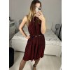Šaty společenské třpytivé s páskem bez rukávu dámské (S/M ONE SIZE) ITALSKá MóDA IMHMS23153/DU (Velikost S/M/L, Barva červená)