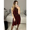 Šaty společenské třpytivé s páskem bez rukávu dámské (S/M ONE SIZE) ITALSKá MóDA IMHMS23153/DU (Velikost S/M/L, Barva červená)