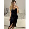 Šaty dlouhé společenské sametové na ramínka dámské (S/M ONE SIZE) ITALSKÁ MÓDA IMPMD2326493L/DUR (Velikost S/M/L, Barva Černá)